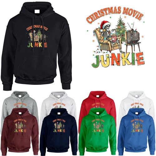 VETEMENTS Felpa con cappuccio Babbo Natale film spazzatura scheletro grafica cotone uomo maglione unisex