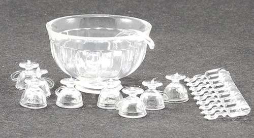Dollhouse Miniature 8 Piece Punch Bowl Set-Crystal Color - Chrysnbon 1:12 Scale - Image 1 of 1