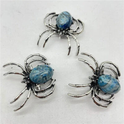 Energy Reiki Amulet Quartz Gemstone Oval Bead Spider Pendant (35x38mm) Necklace - Image 1 of 4