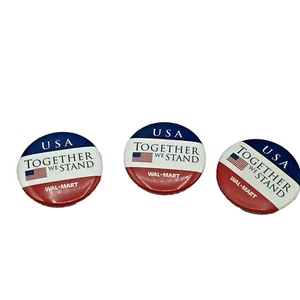 Wal-Mart USA Together We Stand Patriotic pin button pinback Lot Of 3 Vintage - Picture 1 of 3