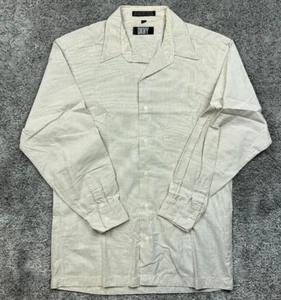VTG DKNY Dress Shirt 15 32/33 100% Cotton Tan Men Single Stitch Hong Kong Y2K - Picture 1 of 15