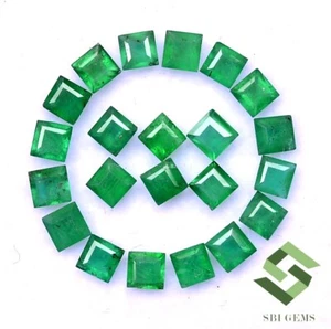 2.25 mm Natural Emerald Square Cut 2.12 CTS Lot 22 Pcs Calibrated Loose Gemstone - Picture 1 of 3