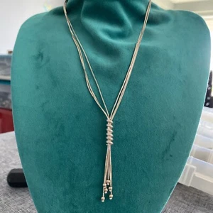 Vintage Sterling Silver .925 Italy Shiny Dangle Tassel Necklace 17” - Picture 1 of 6