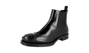 PRADA Leder Laufsteg Nieten Chelsea Boots Stiefelette Schwarz - NEU - Bild 1 von 11
