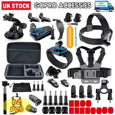 62pcs Gopro Accessories Hero 7 5 Black6 4 3 Hd Action Camera Sport Kit Bundle Uk • 10.74£