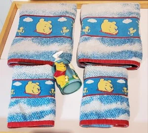 DISNEY Winnie the POOH 2 Bath Towel and 2 Hand Towel and 1 Soap Dispenser - GUC - Picture 1 of 12