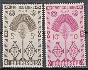 MALAGASY:1943 SC#241-42 MHOG Traveler’s Tree AN57 - Picture 1 of 2