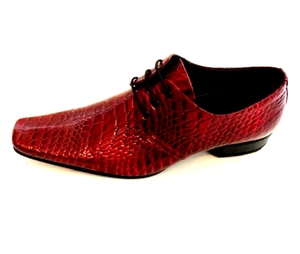 Herren Schnürer Halbschuhe Anzug Schuhe Abendschuhe  Rot Krokoimitat Gr. 40.  A2 - Bild 1 von 1