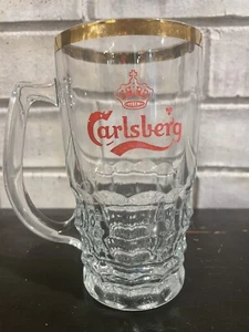 Carlsberg Small Gold Rimmed Beveled Glass Mug - Picture 1 of 6
