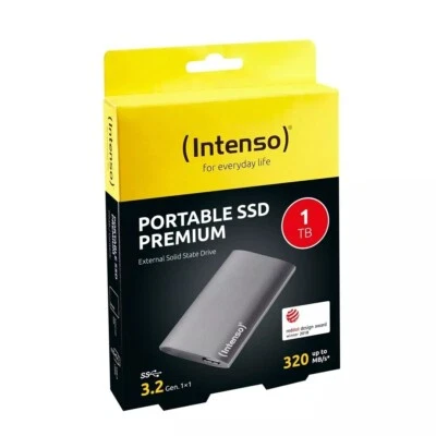 Intenso Portable 1tb SSD Premium 3.2 Gen 1 1.8" External Storage Upto 320 MB/s - Image 1 of 4
