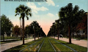 Vintage Jacksonville Florida FL Main Street zeigt Palmetto Avenue 1910er Postkarte - Bild 1 von 2