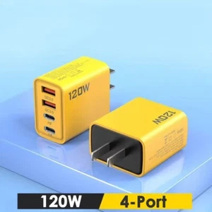 120W 4-Port PD USB Fast Wall Charger Block For All Cell Phone iPad US Plug New - Afbeelding 1 van 9