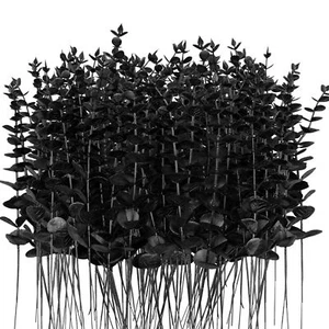 96 Pcs Black Eucalyptus Stems Faux Greenery Leaves Bulk Artificial Eucalyptus... - Picture 1 of 7