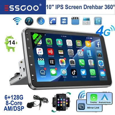 8Core 6+128GB Android14 Carplay Autoradio GPS Navi 1 DIN 360° Drehbar Bildschirm - Bild 1 von 4