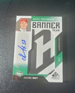 Andrei Svechnikov 2018-19 SP Game Used Banner Year Patch Auto S/N 4/5 - Picture 1 of 6