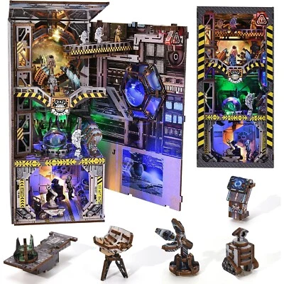 Kit Book Nook, Hágalo Usted Mismo Booknook Rompecabezas de Madera 3D Casa de Muñecas con Luces LED de 3 Colores Foto 1 de 4