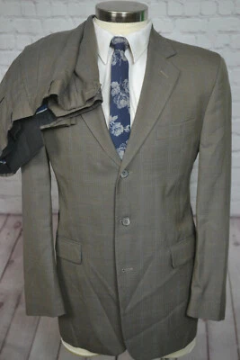 Stafford Mens Brown Check Wool Classic 2 Pc Suit 40R Jacket 34/28 Pant - Image 1 of 4