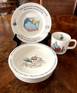 Beatrix Potter Peter Rabbit 3 Piece Nursery Set Wedgwood Mug, Plate & Bowl - Picture 1 of 15