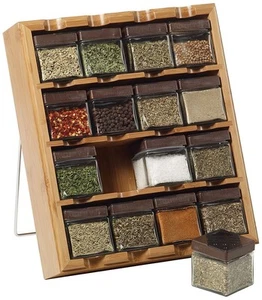 Jar Bamboo 3-in-1 Spice Organizer for Countertop, Wall, and Drawer with Spice... - Picture 1 of 3