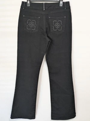 Pantalones de mezclilla Bandolino elásticos corte bota 10 adornos bordados grunge cruz rock Foto 1 de 4