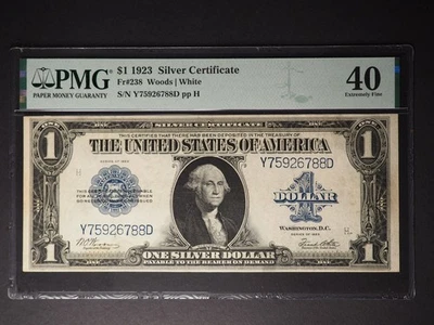1923 $1 SILVER CERTIFICATE *FR#238*PMG 40* BLUE SEAL * FREE SHIPPING* G0529 - Image 1 of 2