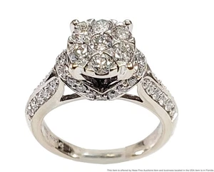 Helzberg ca. 1,15ctw 14K Weißgold Diamant Cluster Damen Ring Größe 5,25 - Bild 1 von 9