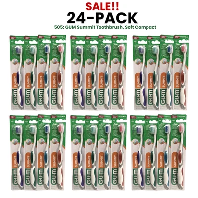SALE! 24-PACK! Sunstar GUM 505 Summit Toothbrush Soft Bristles, Compact Head - Image 1 of 3