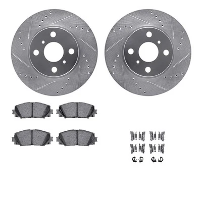 For Toyota Prius C 12-19 Drilled & Slotted Front Brake Kit w Semi-Metalic Pads Foto 1 de 2