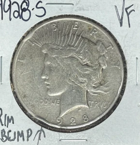 1928-S FRIEDEN SILBER-DOLLAR ~ SEHR GUTER RANDSTOSS ~ SCHÖNE MÜNZE ~ - Bild 1 von 2