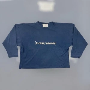 Camiseta De Colección Años 80 90 Exceso de Equipaje Suelta Recortada Manga Larga Adulto L Azul Desteñida - Imagen 1 de 6