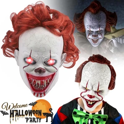 LED Halloween Clown Maske Stephen Kings ES Maske Pennywise Maske Cosplay Kostüme - Bild 1 von 4