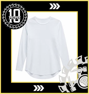 Fashion Nova Asher Slub Textured Men’s Large Long Sleeve Tee - White - Foto 1 di 10