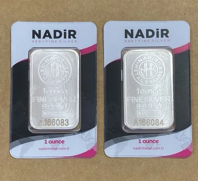 🔥 Juego de 2 barras de plata .999 de 1 oz series consecutivas Estambul como nuevo ¡ensayo sellado! Foto 1 de 4
