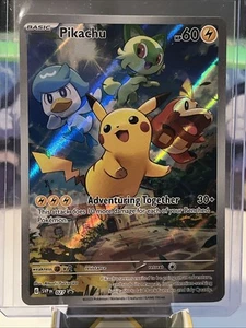 Pikachu 027 Sv: tarjetas promocionales escarlata y violeta holográficas casi nuevas - Imagen 1 de 2