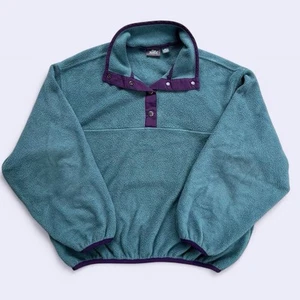 Vintage 90s/00s Woolrich Teal 1/4 Button Fleece w Purple Accents Large Outdoors - Picture 1 of 4