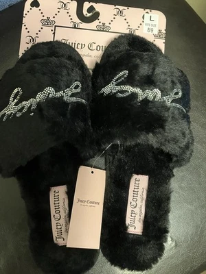 Juicy Couture  Women Juicy Black Slippers Size Large NWT - Image 1 of 4