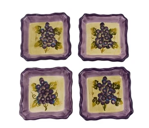 Merlot Hand Painted Collection Dipping Bowls Grapes By Tabletops Set 4 4" - Picture 1 of 8
