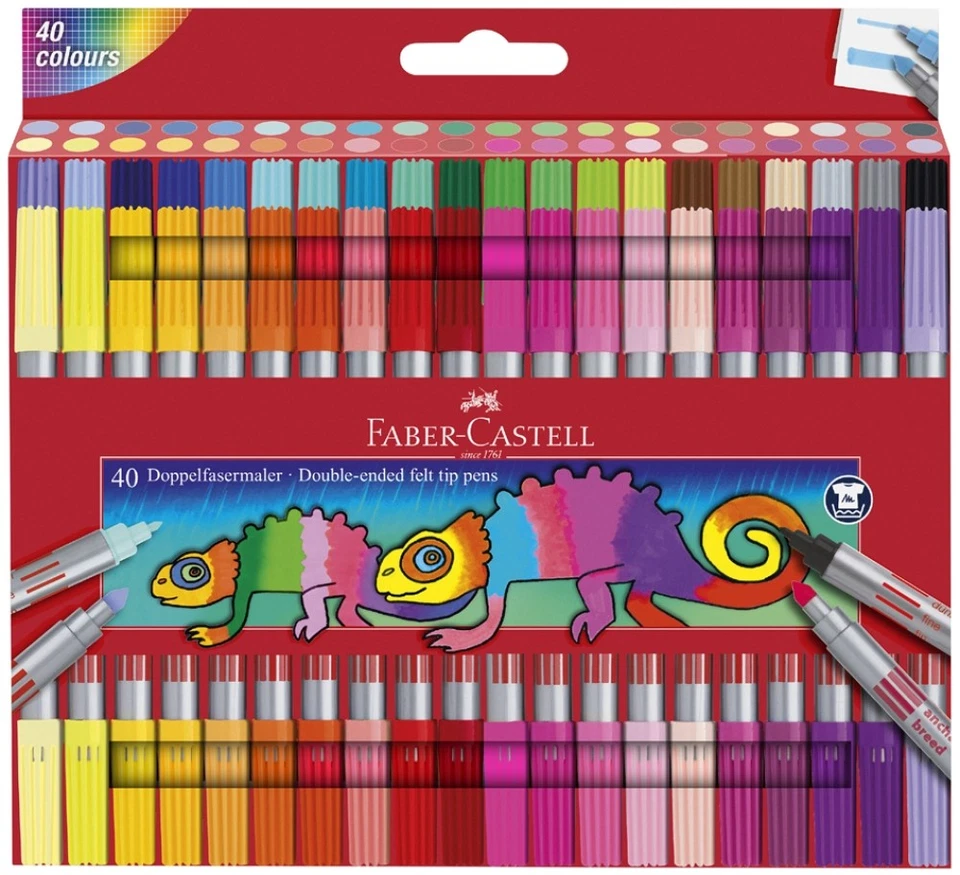 40 FABER-CASTELL Doppelfasermaler, 40er Etui - Bild 1 von 1