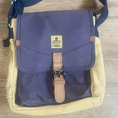 TROOP LONDON HERITAGE SHOULDER ACROSS BODY BAG - NAVY CAMEL - Image 1 of 4