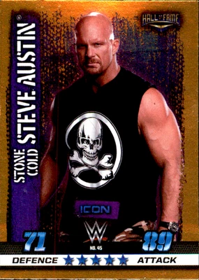 STONE COLD STEVE AUSTIN 2017 Topps Slam Attax WWE Gold Foil #45 Wrestling Card - Image 1 of 3