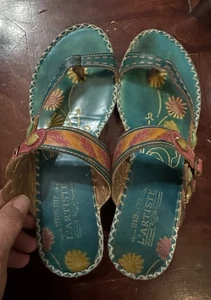 Women's Spring Step L’Artiste Santorini Turquoise Leather Sandals size 9 / 40 - Picture 1 of 9