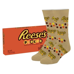 REESES PIECES COMBO - CRAZY SOCKS PAIR + PEANUT BUTTER CANDY 113g THEATRE BOX - Picture 1 of 1