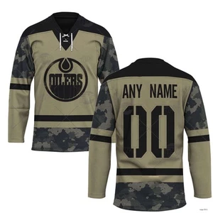 Custom Edmonton Oilers Camo Military Appreciation Practice Hockey Shirt Gift - Picture 1 of 2