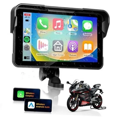 HD IPS Touch Screen Portable Wireless Carplay Screen for Motorcycle &Wireless  - Image 1 of 4