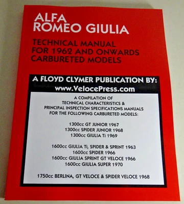 Manual de taller Alfa Romeo 1300 1600 1750 GTV Spider Giulia GT Junior desde 1962 Foto 1 de 4