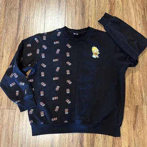 Vintage SIMPSONS Sweatshirt Mens XL Black Homer TV Show Duff Beer - Picture 1 of 7