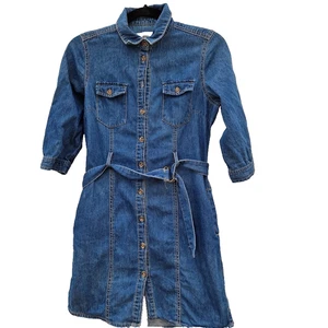New Look Blue Short Sleeve Denim Shirt Dress Women's UK Size 8 Petite - Picture 1 of 9