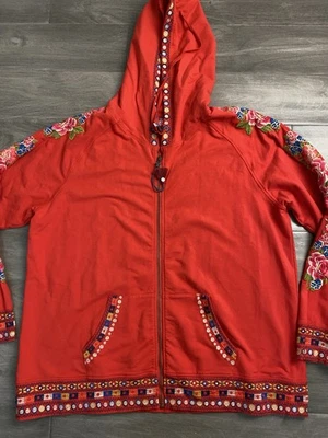 JOHNNY WAS Women’s Size 2xl Boho Rina Embroidered Full Zip Hoodie 3869JW - Image 1 of 4