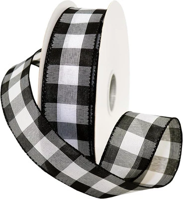 Morex Ribbon 7398.40/50-613 Cambridge 1.5" X 1.5" x 50 yd, White/Black  - Image 1 of 4