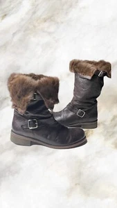 Womens Boots Anthropologie Latitude Femme Leather Boots Fur Lining Made Italy 6 - Picture 1 of 12